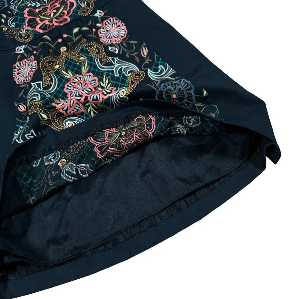 Moulinette Soeurs Anthropologie Size 6 P Black Floral Embroidery PERENNIAL Dress - Picture 3 of 15